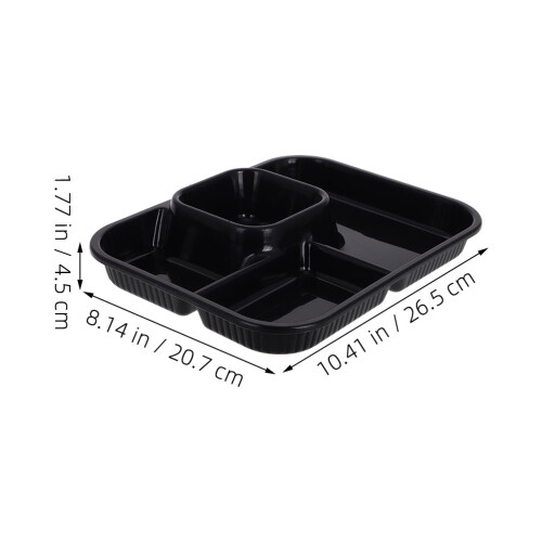 Black Unbreakable Divided Plates PP for Dinner Portion Control 2Pcs 1
