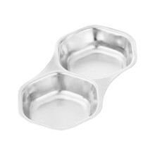 Stainless Steel Sauce Dish, Divided Seasoning Sauces Dip Bowl, 2 Compartment Ketchup Sauce Bowl, Vinegar Soy Spice Condiment Tray for Home Restaurant