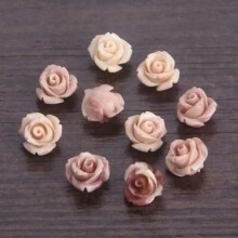 10 stk. rosenblomst 6 mm, 8 mm, 10 mm, kunstige koralperler i harpiks, gør-det-selv-smykker - brun - 6 mm