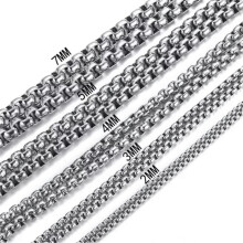 Collier chaîne rolo en acier inoxydable 316L, argenté, 2/3/4/5/7 mm, pour femmes et hommes, 3 mm, 81 cm (32 pouces).