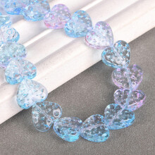 Heart Shape Lampwork Glass Beads Blue Pink 10pcs