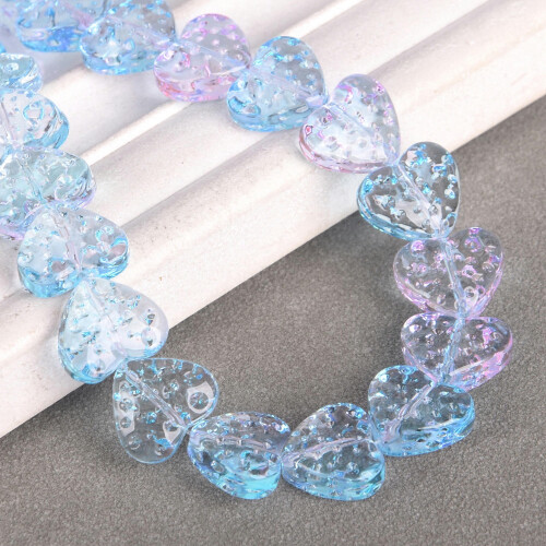 Heart Shape Lampwork Glass Beads Blue Pink 10pcs