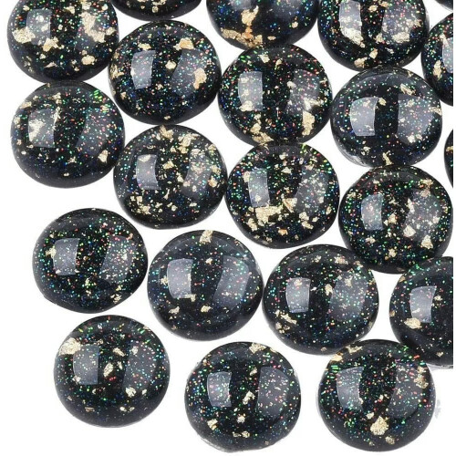 Σκουλαρίκια Cabochons από ρητίνη 12 χιλ. με επίπεδες πλάτες και στρογγυλή κατασκευή, με