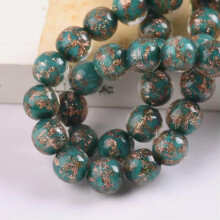 10 stk. 8 mm, 10 mm, 12 mm runde folie uigennemsigtige håndlavede lampwork glasperler gør-det-selv - 10 mm - påfuglegrøn