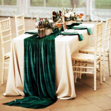 Chemin de table en velours vert émeraude 74 x 305 cm, tissu doux et luxueux pour mariage, Noël, Thanksgiving, Nouvel An et enterrement de vie de