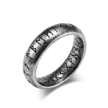 Inele vikinge pentru bărbați și femei, rune nordice cu corb, amuletă cu busolă Vegvisir, mărimea 5-13-gri-9