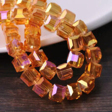 3 mm, 4 mm, 6 mm, 8 mm, 10 mm, 14 mm, krystalglaskube, facetslebne løse håndværksperler, parti - (4) rosaguld - 4 mm (100 stk.)