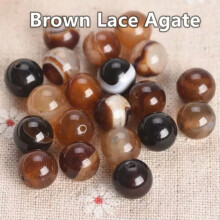 Cuentas sueltas redondas de piedra de ágata natural de 4 mm, 6 mm, 8 mm, 10 mm, 12 mm y 14 mm - Ágata de encaje marrón de 6 mm (50 unidades)