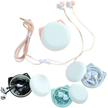 Kattkloformade 3,5 mm-jack med trådanslutning, hörlurar i örat, tecknade hörlurar med in-ear-motiv, med utsökt förvaringslåda