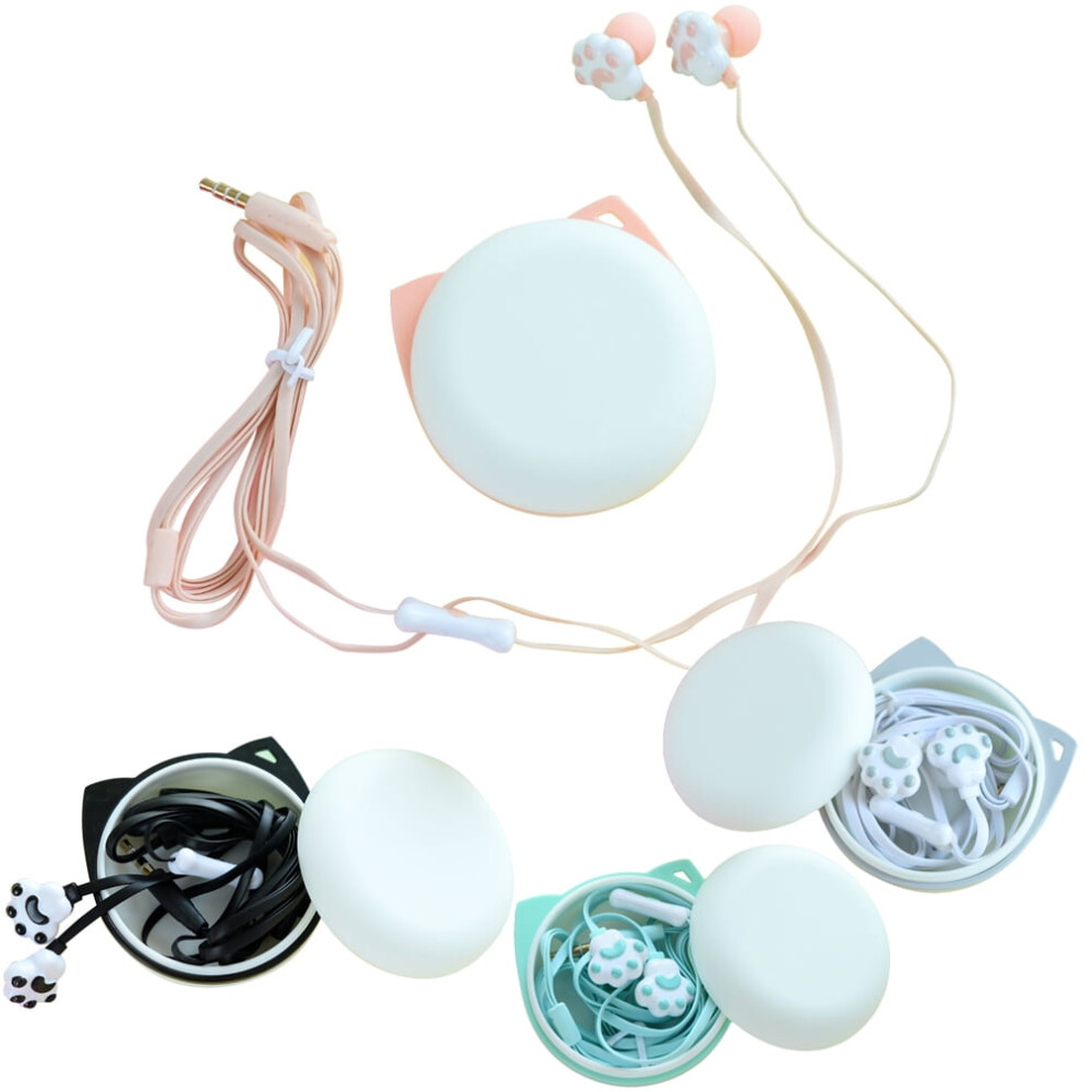Cat Claw Shaped 3.5Mm Jack Wired Earbud Headphones, In-Ear Cartoon Headphones Earphones, With Exquisite Storage Box 9165521855636