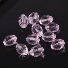 Rugby Oval Faceted Crystal Glass Beads Pink 8x6mm 30pcs