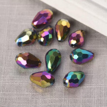 Dråbeformede 5x3 7x5 12x8 15x10 18x12mm facetslebne krystalglas løse håndværksperler, parti - 18x12mm (10 stk.) - metalfarvet
