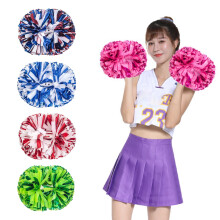 Pompons métalliques de pom-pom girl avec poignée, couleurs vives, pompons à main pour équipe de cheerleading, accessoires de fête, blanc et