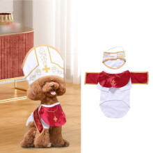 Papstkostüm für Haustiere für kleine Hunde und Katzen: Verstellbarer Papsthut und -mantel – Lustiges Kostüm für Halloween, Weihnachten, Partys