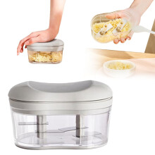 Grey Manual Garlic Puller & Chopper – Stainless Steel, Mini Hand Press for Garlic, Onion, Food; Compatible with Kitchen Use