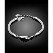 Many Types 925Sterling Silver Women's Fashion Accessories Chains Bracelet 8" -Feather Bracelet-H361