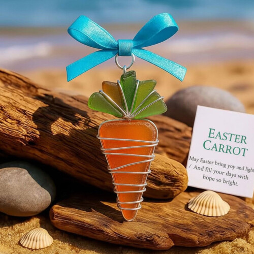 Κρεμαστό διακοσμητικό από γυαλί Karymi Sea Glass, μπλε, 3,15 ίντσες, γυαλί και σιδερένιο