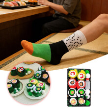 Chaussettes humoristiques à motifs sushi pour hommes – Thon, saumon, concombre maki, tige mi-haute colorée, douces et confortables, compatibles
