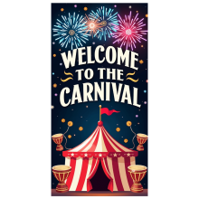 Bienvenido al Carnaval. Pancarta colorida para decoración de fiestas, artículos para eventos, accesorios de fotografía, fondo brillante para