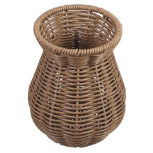Vase décoratif en osier, en fer et plastique marron foncé, idéal pour les mariages, la maison ou le bureau. Dimensions : 14,5 x 12 x 12 cm.