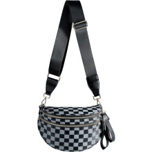 Geantă de mână spațioasă din nailon cu carouri, tip crossbody, portofele pentru femei
