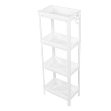 Bathroom Tower Shelf 4-Tier Plastic White Storage