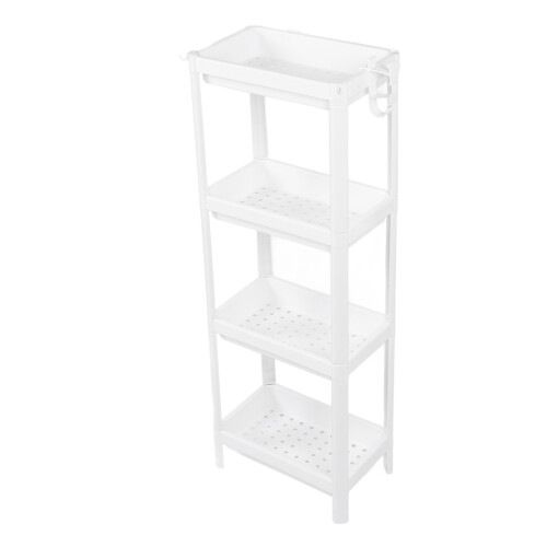 Bathroom Tower Shelf 4-Tier Plastic White Storage
