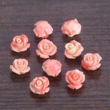 10 stk. rosenblomst 6 mm 8 mm 10 mm harpiks kunstig koral løse perler gør-det-selv smykker - lys rosa - 8 mm