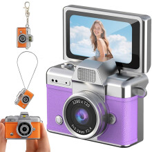 2026Nytt mini-digitalkamera1,47" LCD, 1080P, nøkkelring i retrostil, vippeskjerm og blits – flott for reiser, studier, konserter