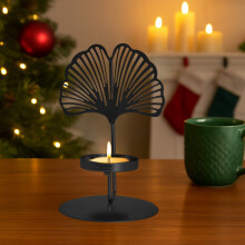 Porte-bougies chauffe-plat en métal noir (papillon/fleur/feuille), centres de table décoratifs pour Noël, mariage, fête – Compatibles avec les