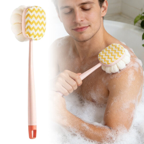 Long Handle Function Bath and Shower Back Scrubber Brush with Loofah for Cleaning 1
