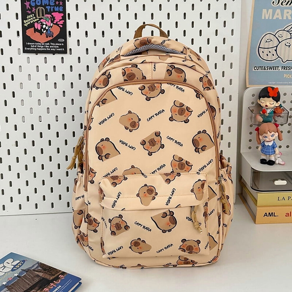 Capybara Cartoon School Backpack Light/Brown 9027700634978