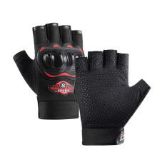 Men's Outdoor Gloves, Fingerless Motorcycle Gloves for Cycling, Hiking, Camping, Red