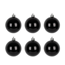 Black Christmas Ornaments Set, 6 PCS Shatterproof Plastic Balls (2.36") for Home & Holiday Decor