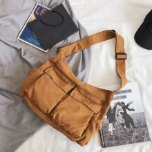 Canvas crossbodytas voor dames en heren – Verstelbare riem, 50 x 30 x 15 cm, reistas met meerdere compartimenten en flessenhouder