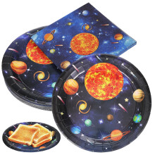 1 Set Space Paper Plates Party Serving Plates Decorative Serving Dish Party Trays Space Birthday Decorations