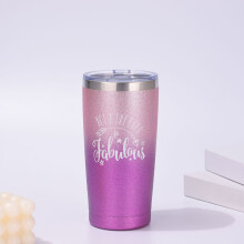 Gobelet isotherme double paroi en acier inoxydable de 590 ml (20 oz) – Dégradé rose/violet, couvercle inclus, compatible avec les tasses de voyage