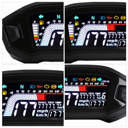 Køremotorcykel Speedometer ABS Sort 1 sæt 7,9 x 5,9 x 3,1 tommer 2