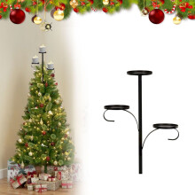 Black 3-Tier Tree Topper Candle Holder Candelabra – Compatible with Christmas Trees