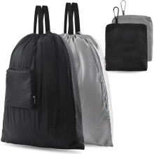 2 Pcs Travel Laundry Bags, Dirty Clothes Organizer【Upgraded】with Handles and Aluminum Carabiner for Travel, Camp, Fitness, and Students