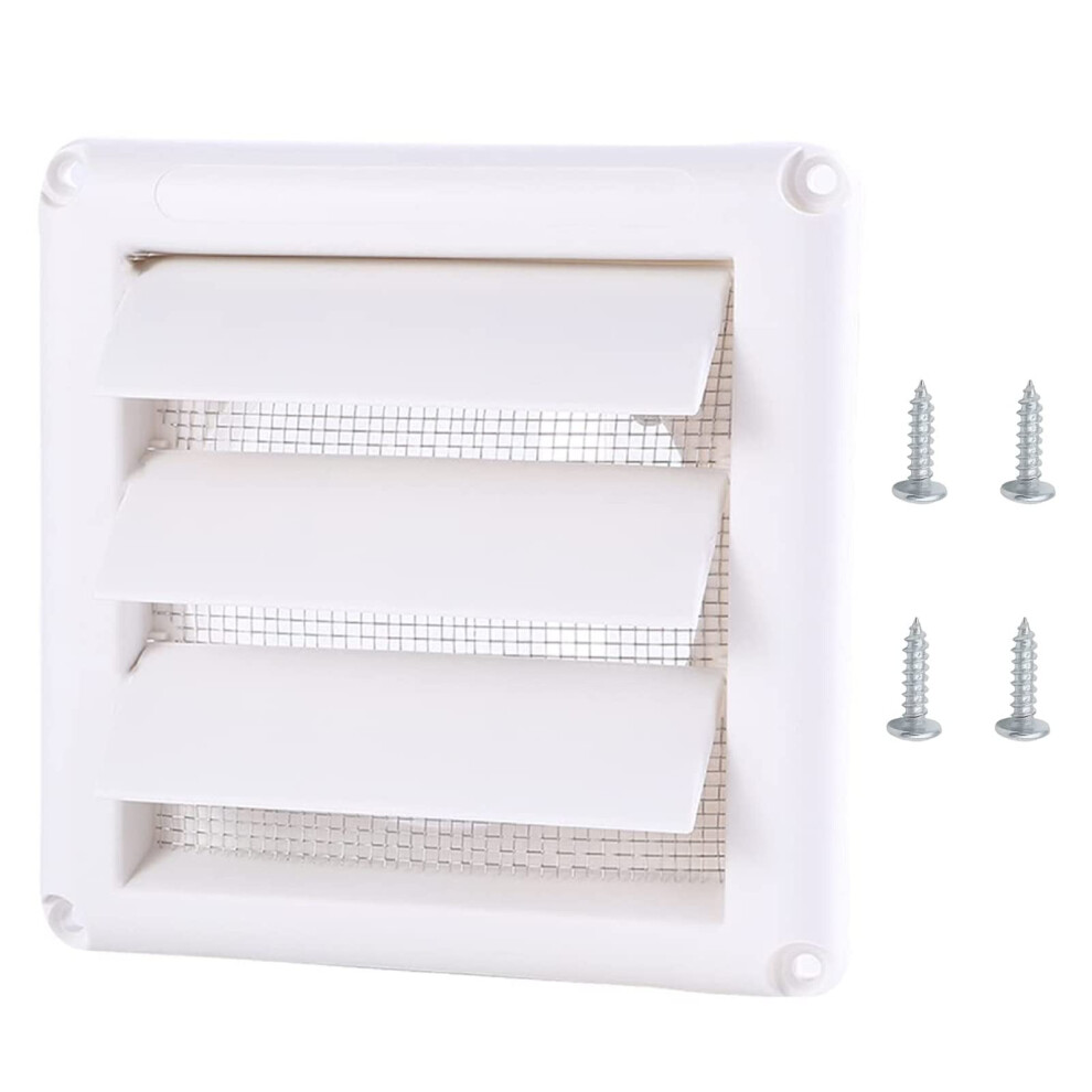 Dryer Vent Cover, 4" Outdoor Louvered Wall Air Vent Hood Outlet Cover With Grille Screen For Hvac System Front Plate 9087558586645