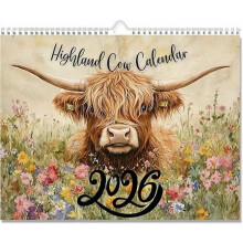 Scottish Cow Wall Calendar 2026, Monthly Planner with Beautiful Cows Art for Home Décor, Functional Gift for Cow Lovers and Nature Enthusiasts