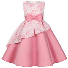 Elegant Bow Tie Princess Dress for Toddler Girls – Floral Print, Sleeveless, Irregular Hem, Flower Girl & Party Dress, Compatible with Disney Themes