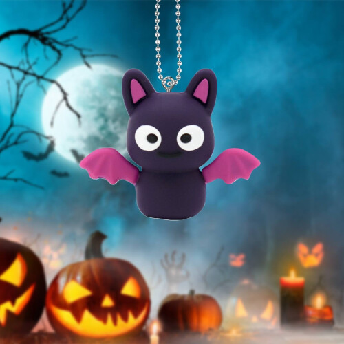Σετ μπρελόκ από μαλακό καουτσούκ για το Halloween: Γούρια με κολοκύθα, νυχτερίδα, γάτα 1