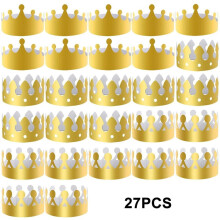 27Pcs Golden Paper Crown Party Gold Crowns Hats Golden King Crowns Ornament For Christmas Party Decor