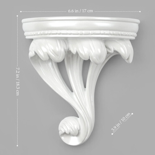White Resin Floating Wall Shelf 18.3 x 17 x 10 cm 2