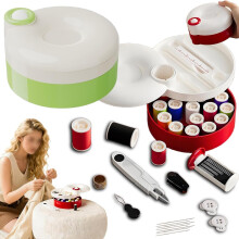 Rotating Magnetic Sewing Kit, 21PCS Mini Sewing Supplies Organizer Box, Multi-Layer Design, Lightweight Holiday Gift for Adults