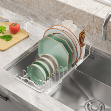 Dish Drying Rack, Dish Drainers for Kitchen Sink, Dish Drainer for Kitchen Counter, Expandable Sink Dish Drying Rack with Cutlery Holder