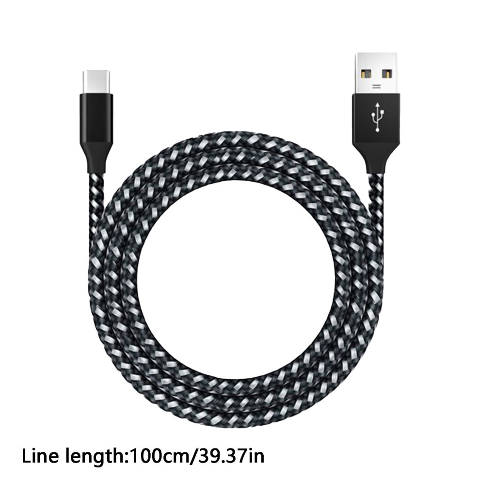 Nylon Braided Type-C Cable,3.3Ft Usb-A To Usb-C Fast Charging Cord With 3A Power For Android, Compatible With Samsung, Tablets (Black) Black 9087558591007
