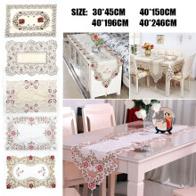 Chemin de table vintage en dentelle, macramé brodé de fleurs, idéal pour la décoration de table, 30 x 46 cm (11,8 x 18 pouces).